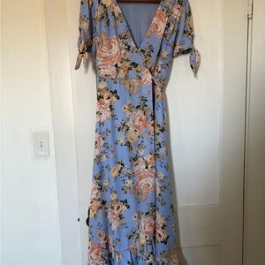 Miami Blue and Pink Floral Maxi Dress